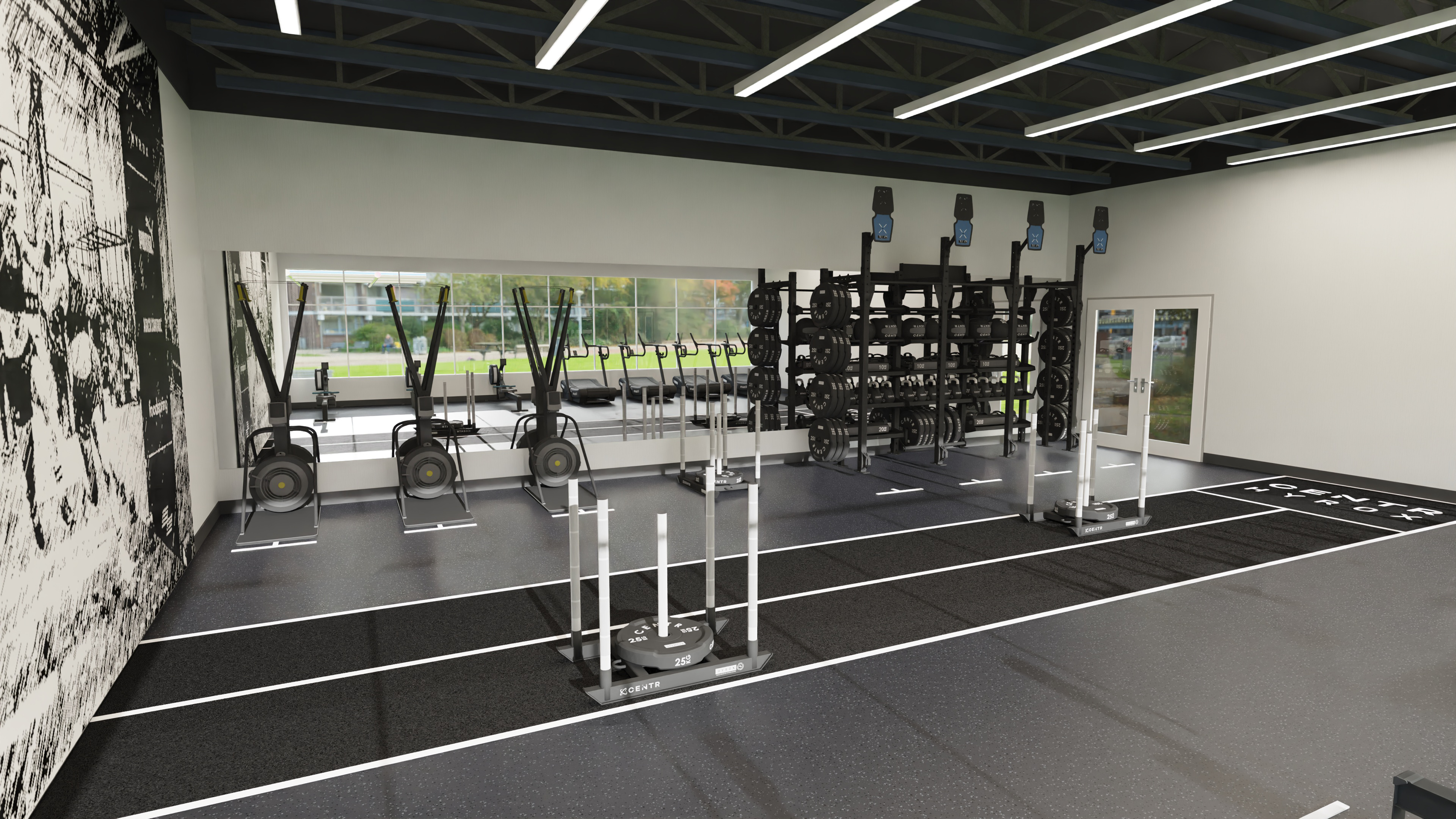 Centr x HYROX Perform Turf - 2 Lanes with End Zones (With Logos) 16.2 m L × 2 m W