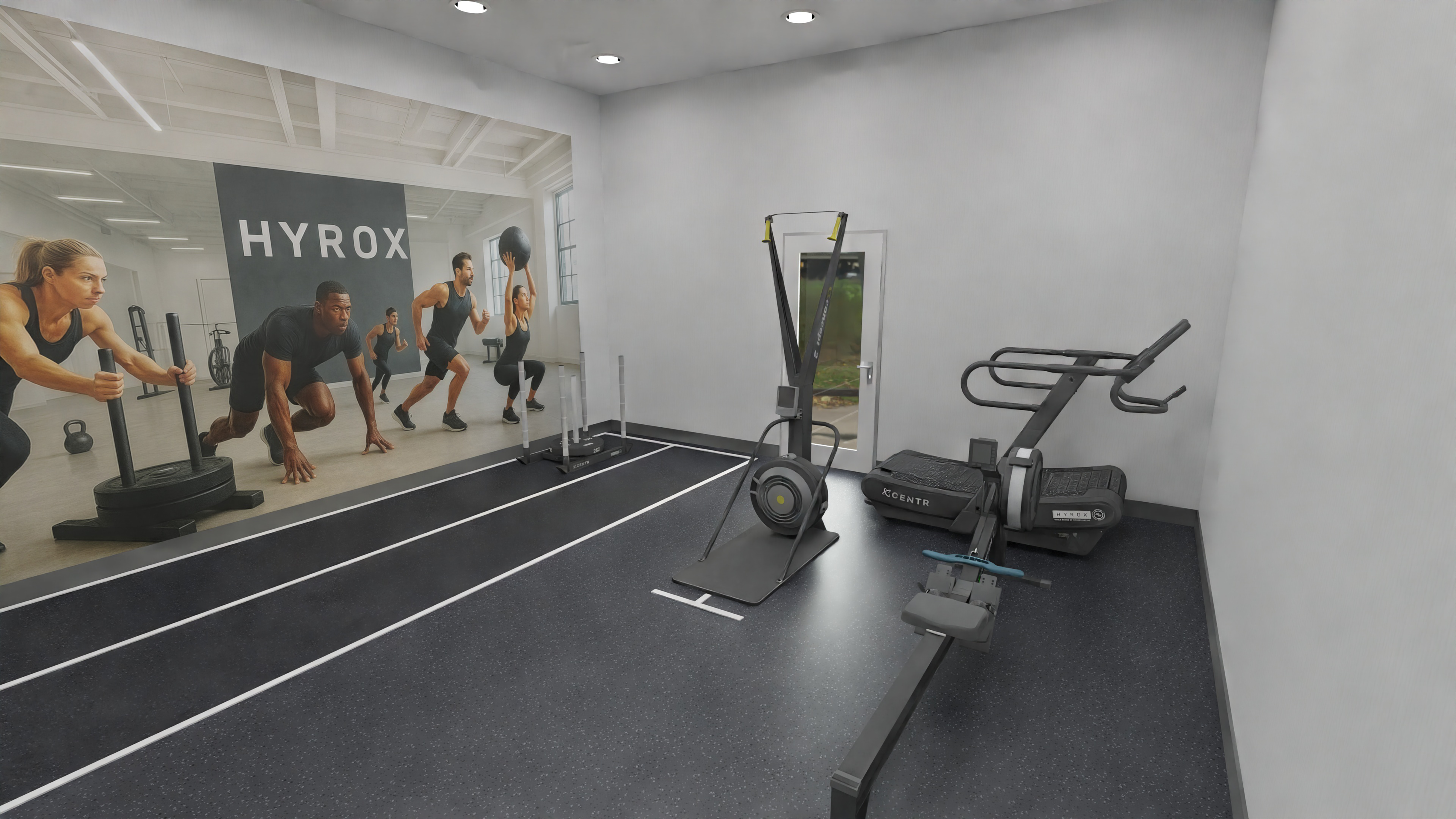 CENTR X HYROX 2 Lanes with End Zones - No Logos (16.2m L x 2m W | 348.75 ft²