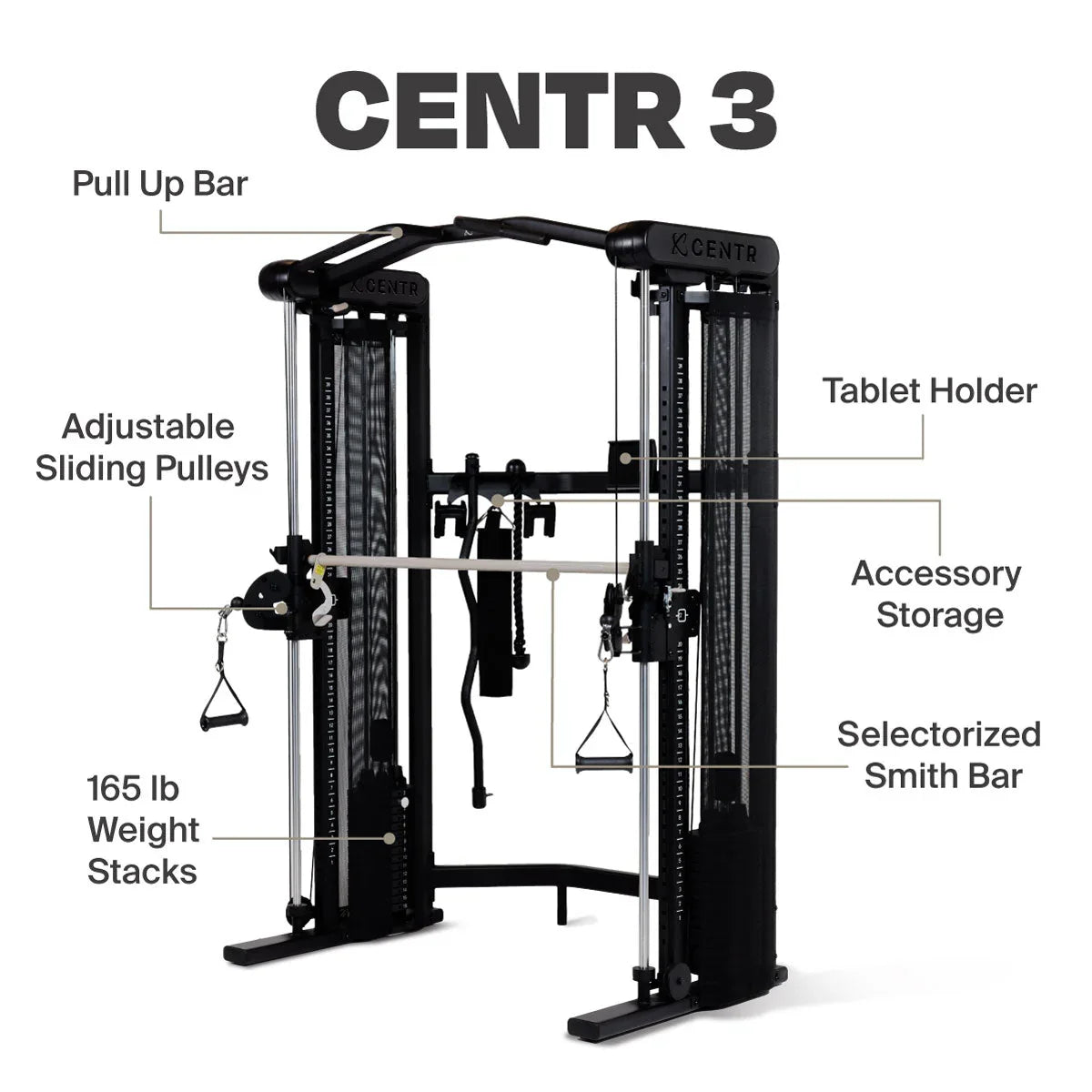 Centr 3 Home Gym Functional Trainer med Selectorized Smith Bar