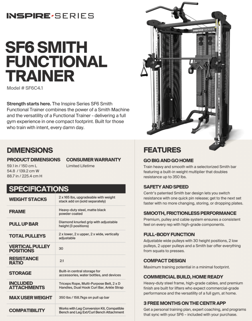 SF6 Home Gym Functional Trainer with Selectorized Smith Bar
