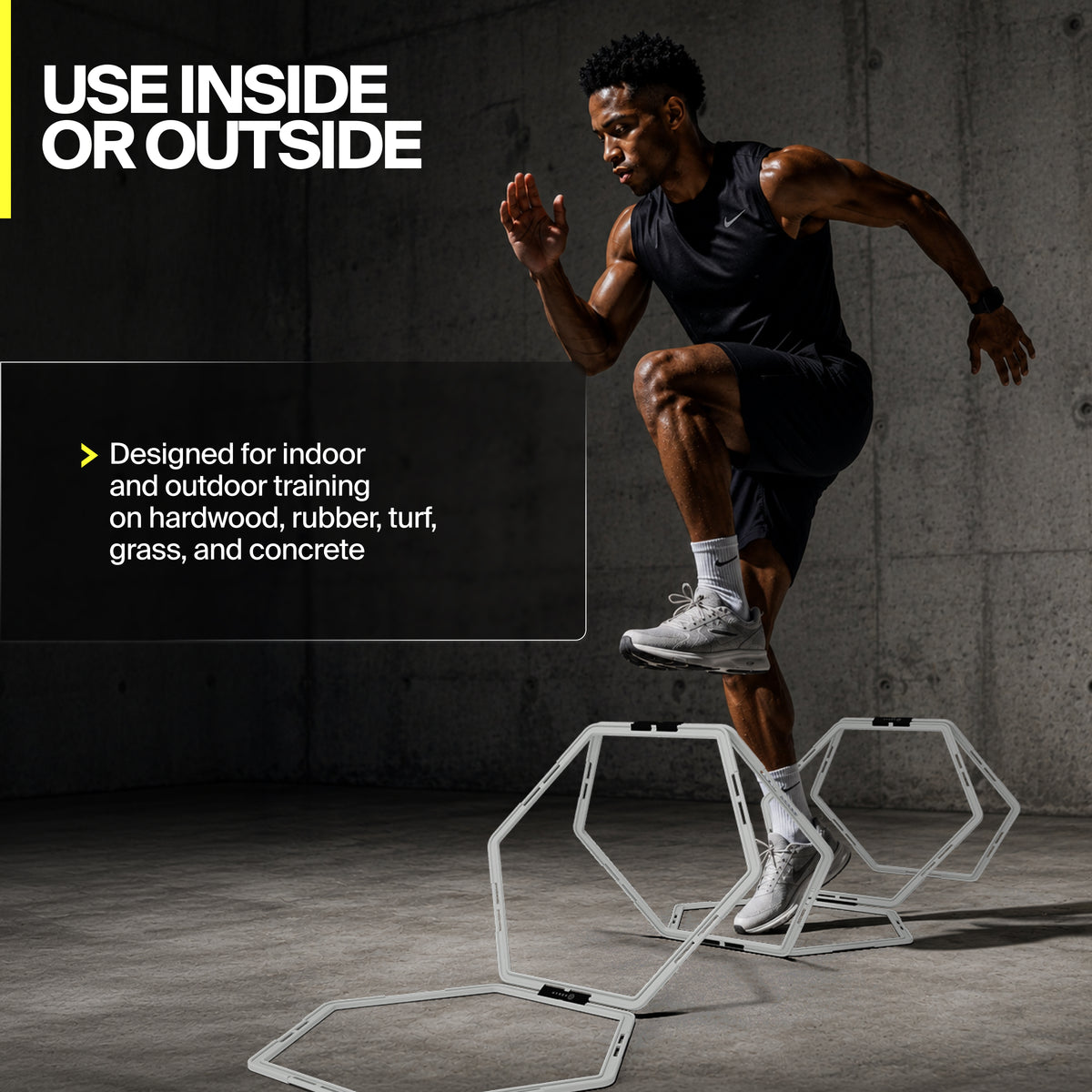 Hexagon hurdles used for indoor and outdoor training