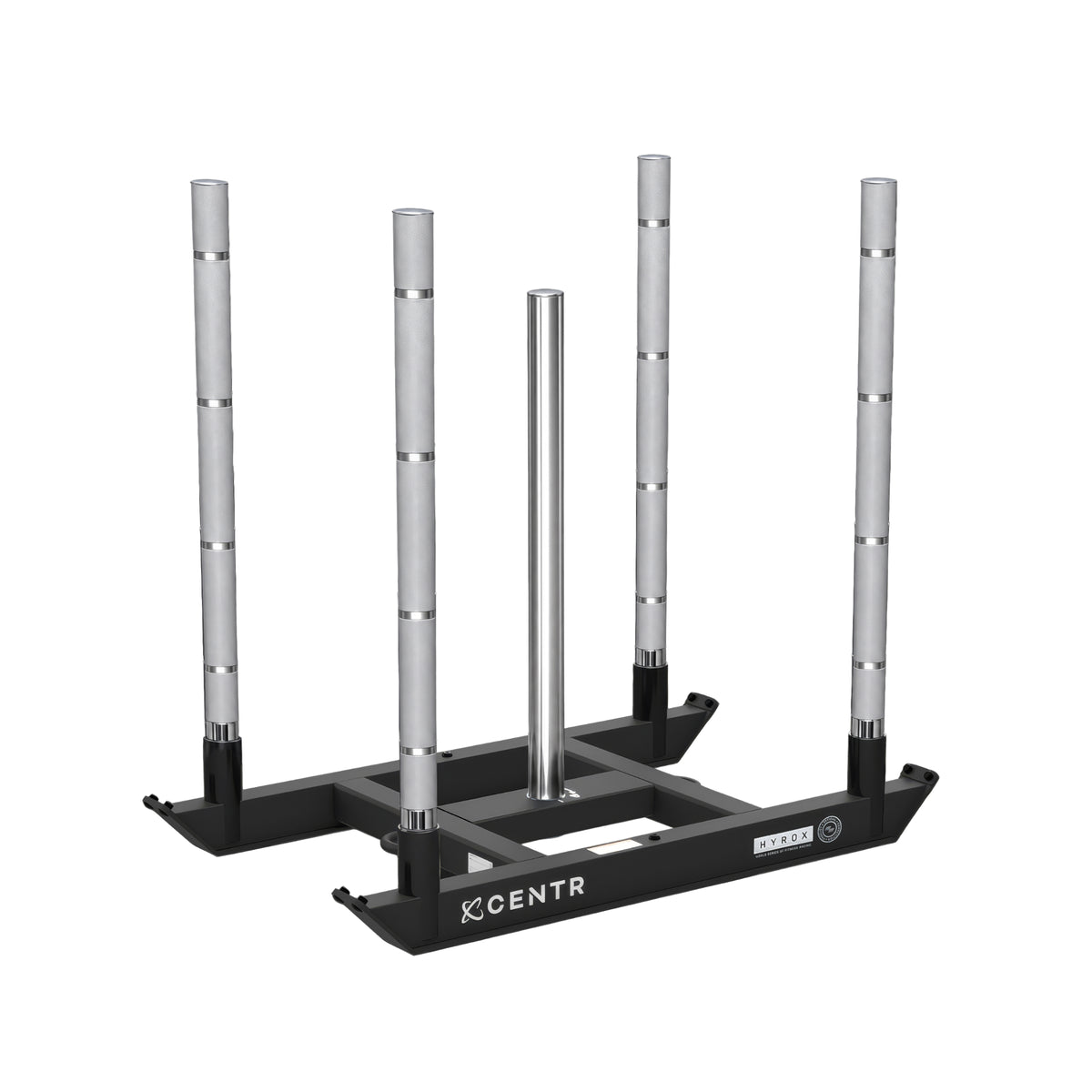 Centr x HYROX Replaceable Sled Blades unter dem kompatiblen Power Sled, zur Veranschaulichung gezeigt