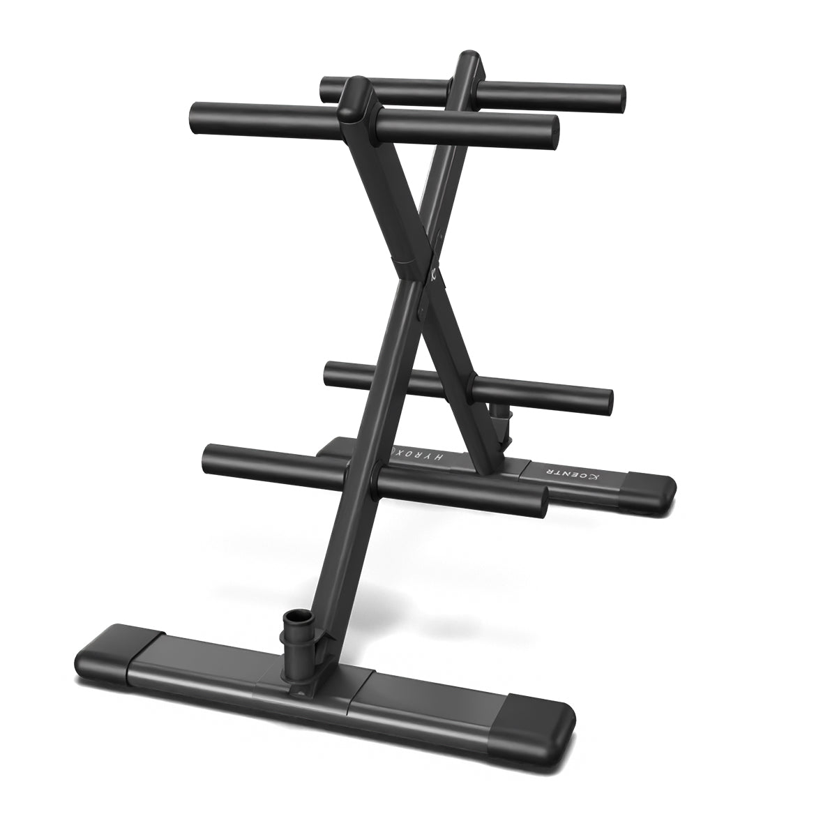 Rear view of the Centr x HYROX Olympic plate tree