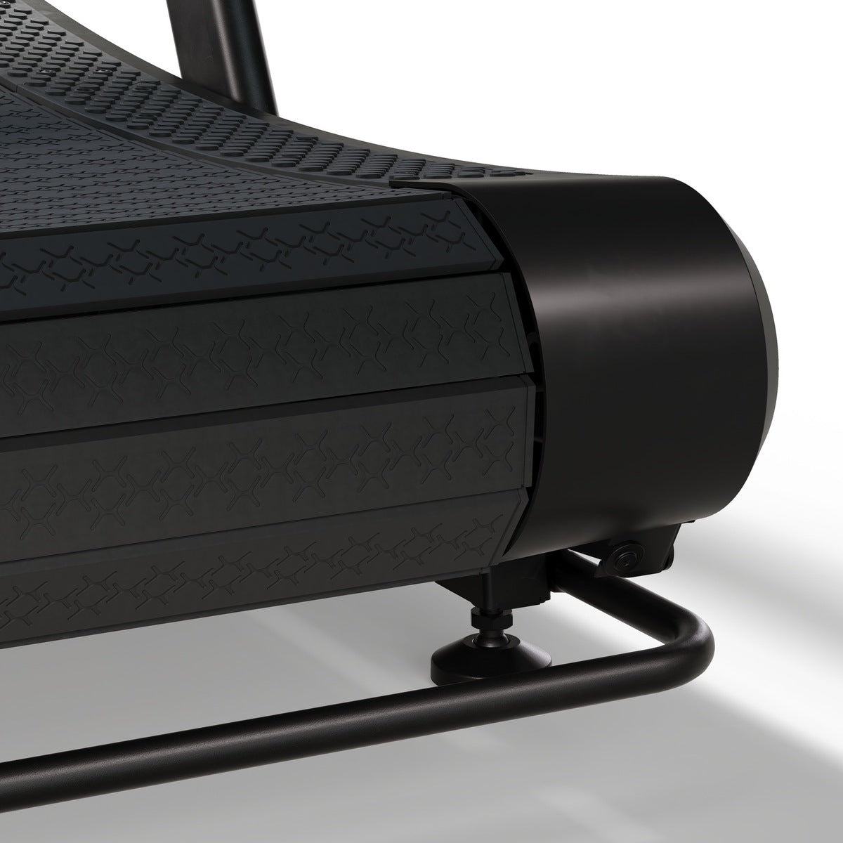 Front roller housing and running belt detail of the Training Series treadmill