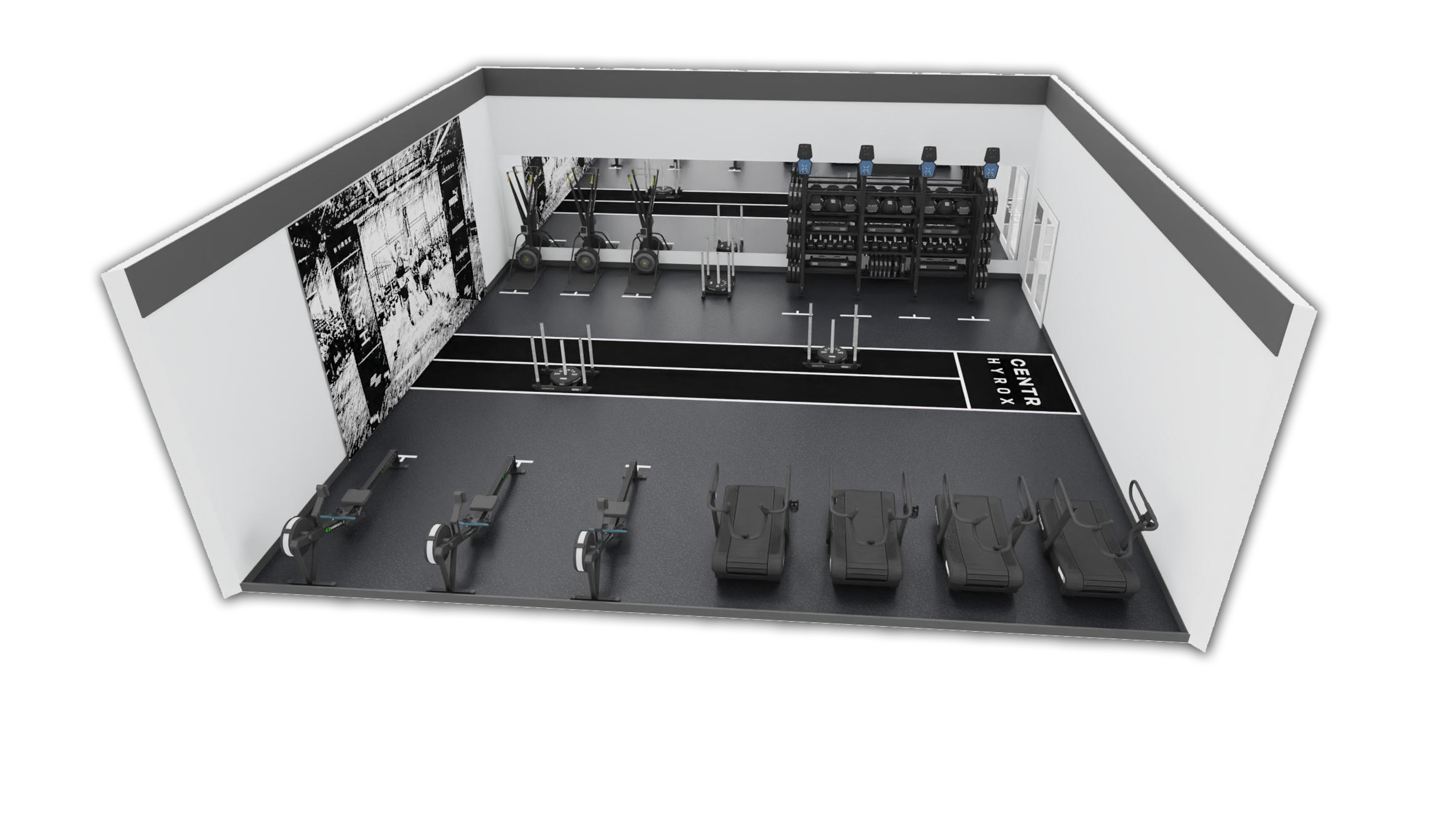Centr x HYROX Perform Turf - 2 Lanes with End Zones (With Logos) 16.2 m L × 2 m W