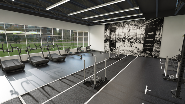 CENTR X HYROX 2 Lanes with End Zones - No Logos (16.2m L x 2m W | 348.75 ft²