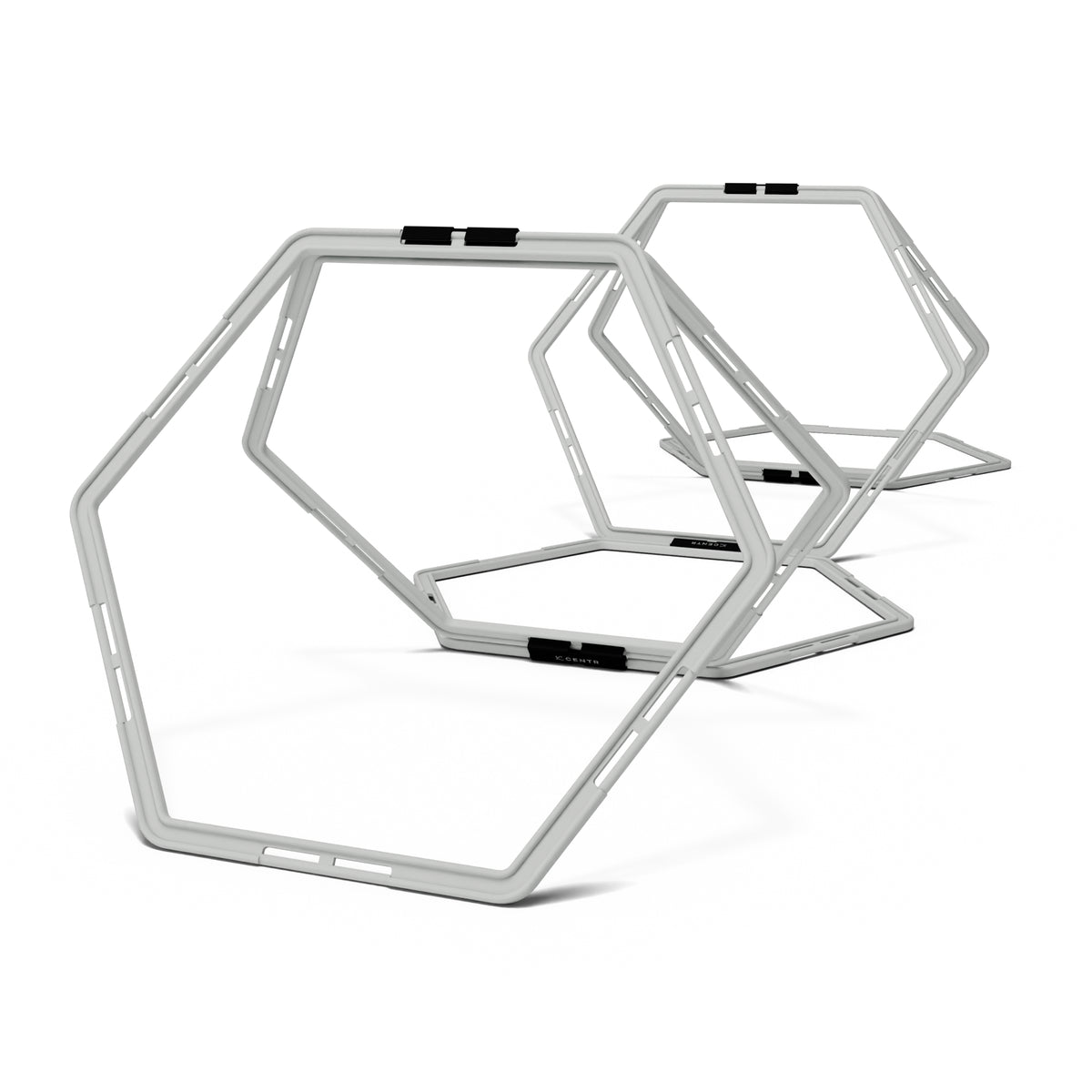 Centr x HYROX Hexagon Hurdles arranged as upright jump hurdles