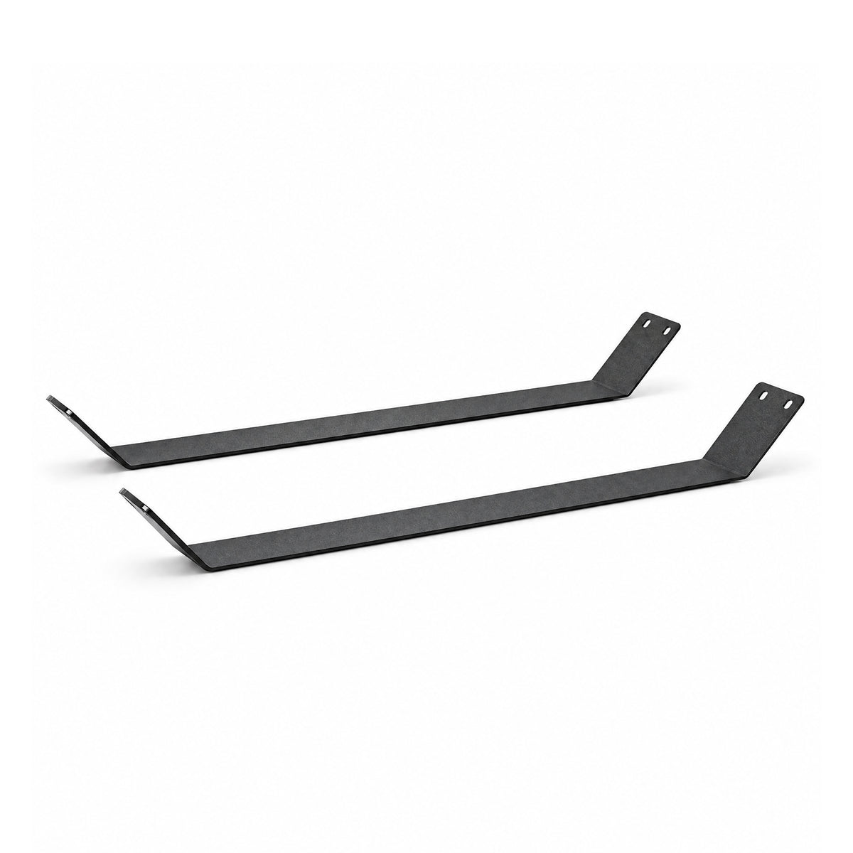 Zwei schwarze Centr x HYROX Replaceable Sled Blades mit hochgezogenen Enden und Befestigungslöchern
