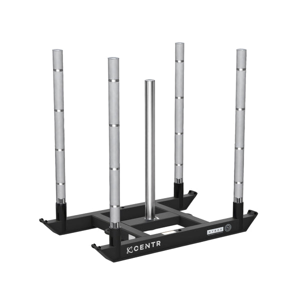 Centr x HYROX Official Competition Power Sled à patins remplaçables, avec quatre barres d’angle et une barre centrale de chargement