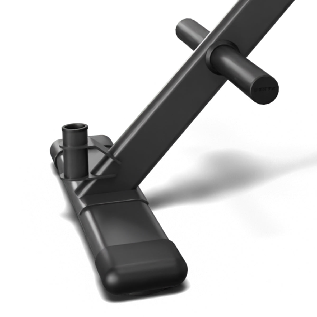 Close-up of the lower storage peg and base of the Centr x HYROX plate tree