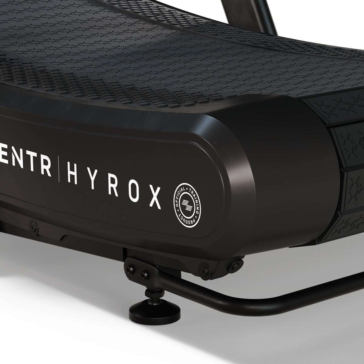 Centr HYROX logo on the side of the Training Series treadmill