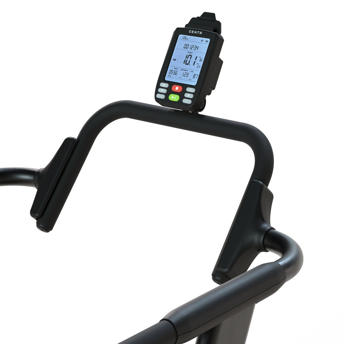 Display and upper handlebars of the Centr x HYROX Training Series treadmill