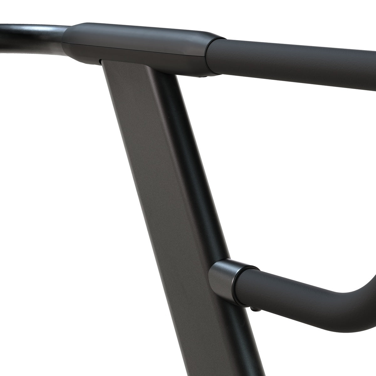 Handlebar and upright detail of the non-motorized treadmill